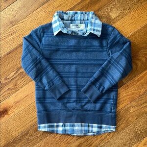 OshKosh B'gosh Layered Blue Plaid and Striped Sweater Size 5T